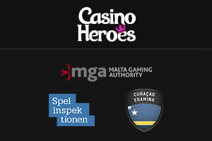 Saatavilla olevat lisenssit Casino Heroesilla