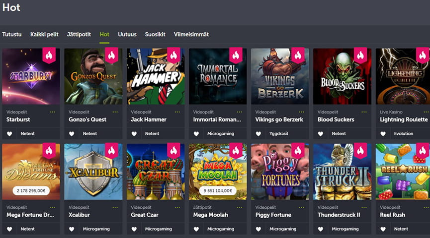 Esikatselukuva Comeon Casinon pelivalikoimasta