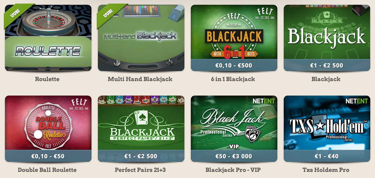 Pöytä- ja korttipelit LeoVegas Casinolla
