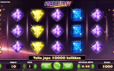 Starburst -kolikkopeli Rapid Casinon suomalaisella nettikasinolla